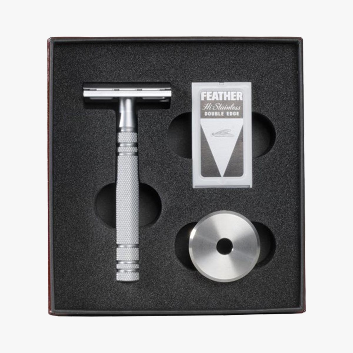 FEATHER Rasierhobel AS-D2S Edelstahl mit Ständer