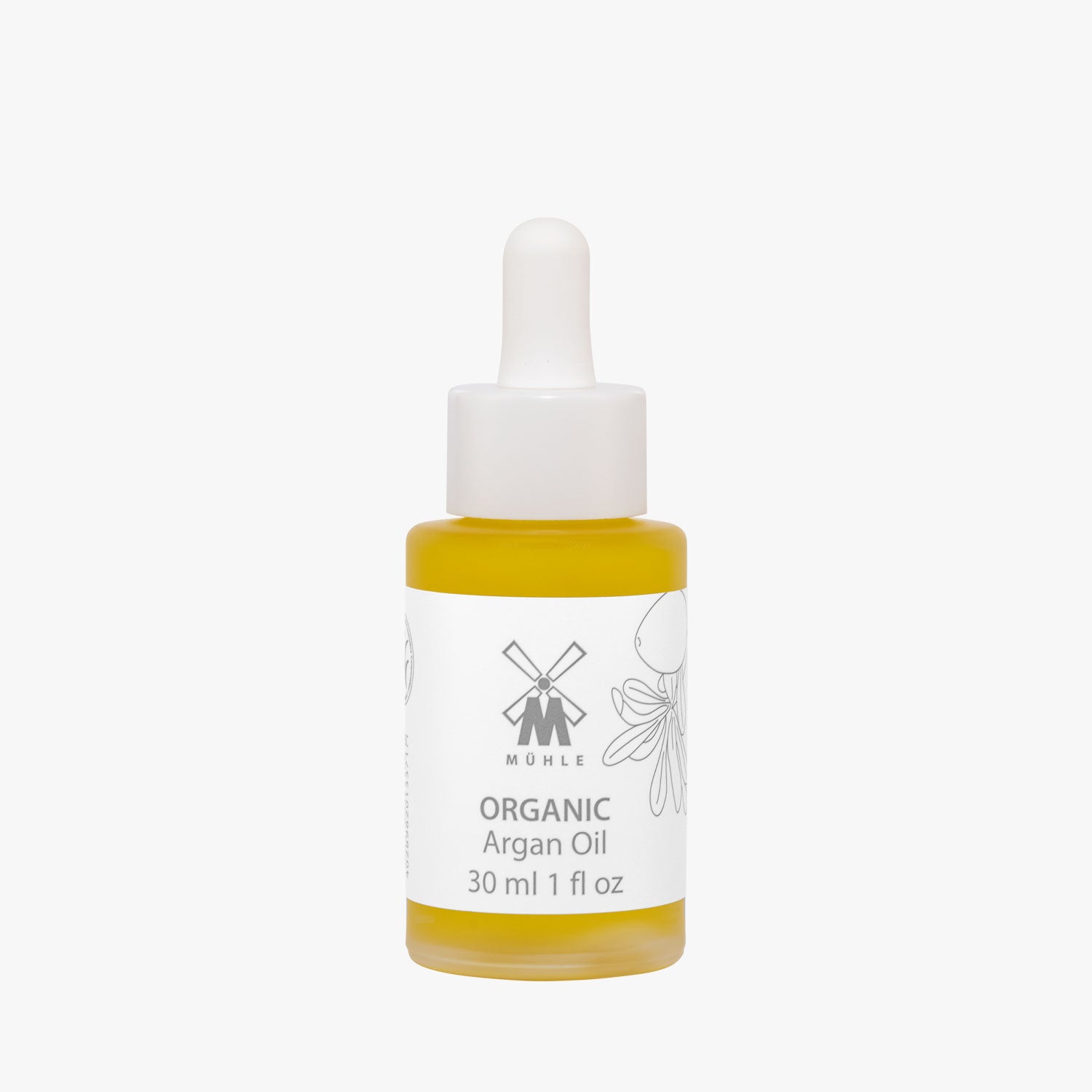 MÜHLE Arganöl Organic, Glasflasche mit Pipette 30ml Vorderseite