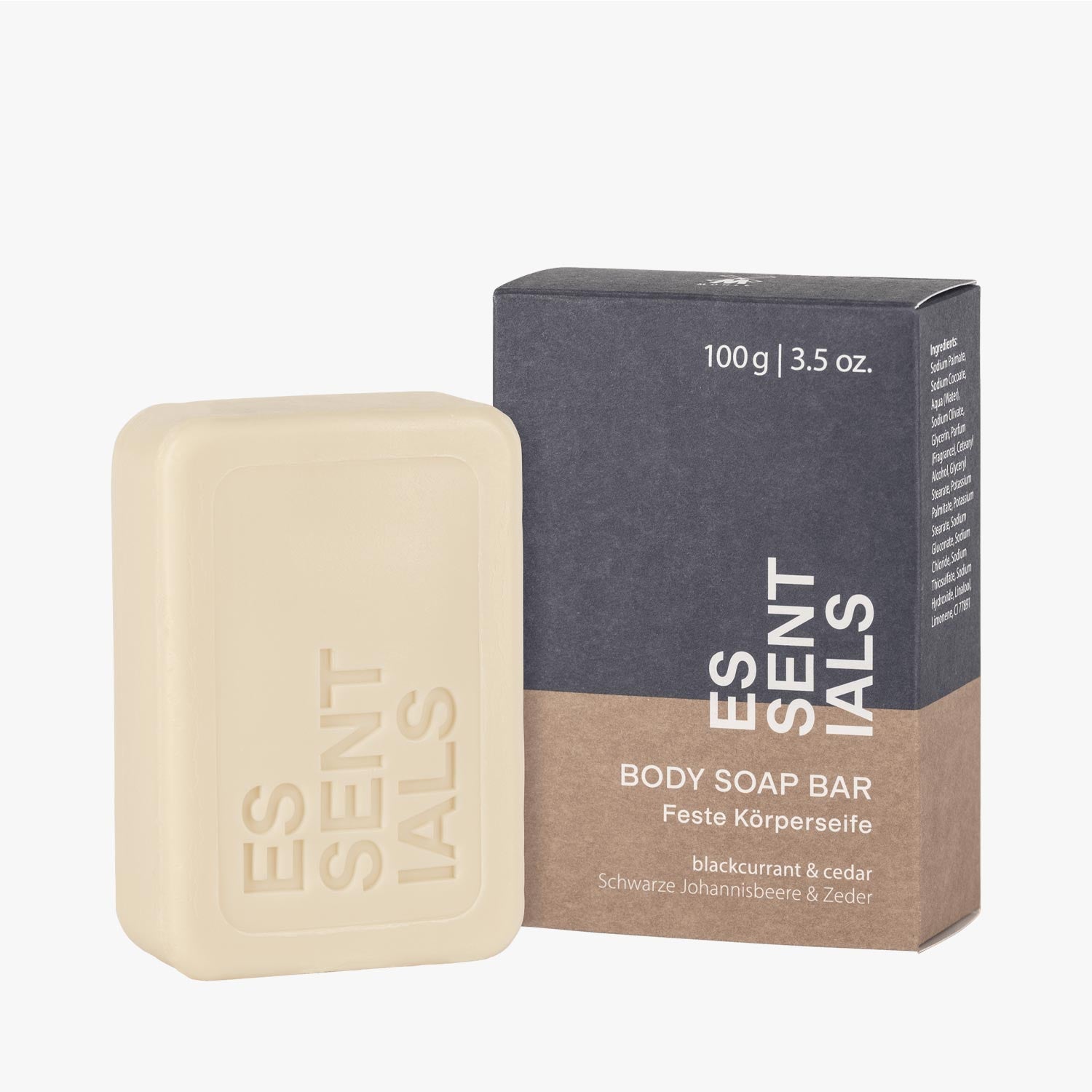 MÜHLE Feste Körperseife Essentials Serie, Stück 100g in umweltfreundlicher Verpackung