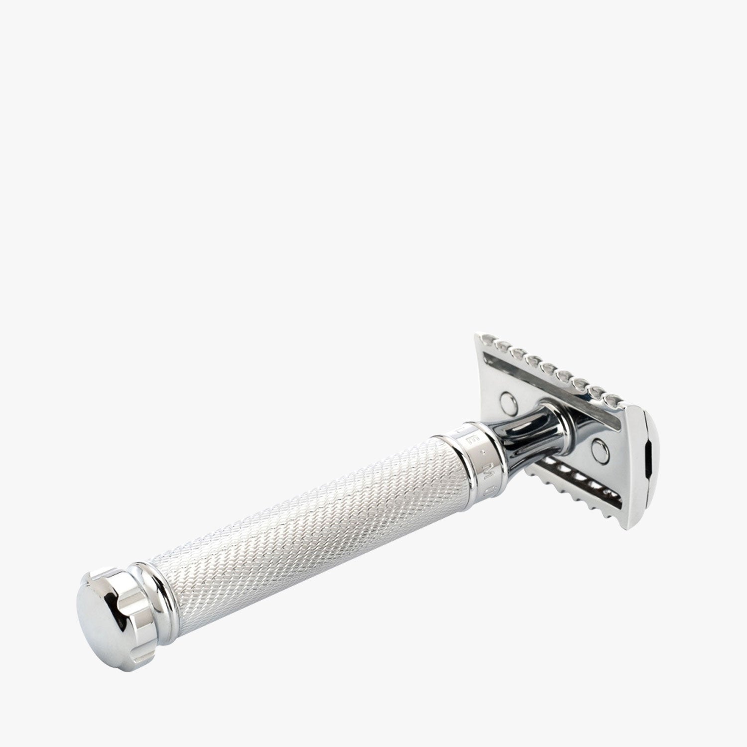 MÜHLE Rasierhobel Traditional R41 Twist Metall verchromt, offener Kamm, Ansicht liegend