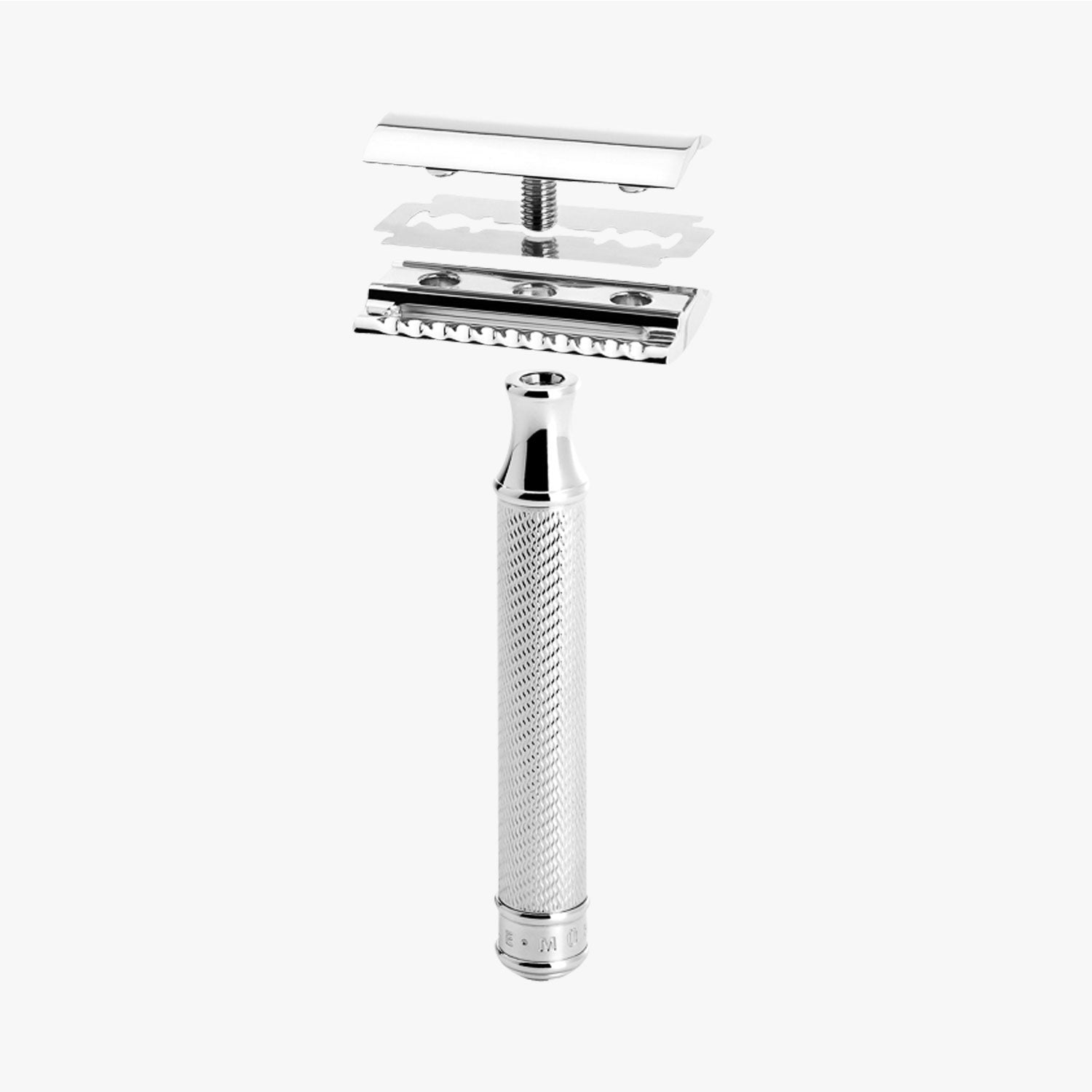 MÜHLE Rasierhobel Traditional R89 Metall verchromt, geschlossener Kamm, Detailansicht