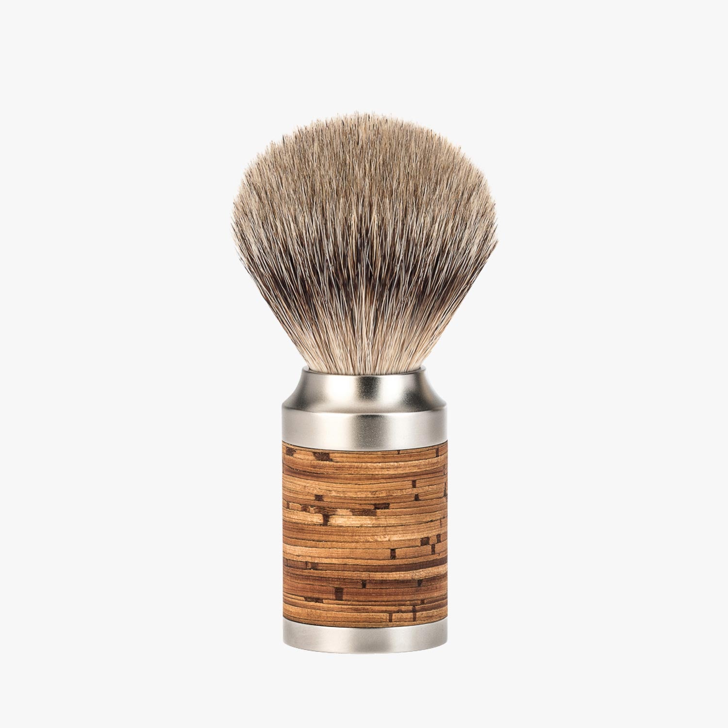 MÜHLE Rasierpinsel Rocca 091M95 Edelstahl Birkenrinde, Silberspitz Dachszupf