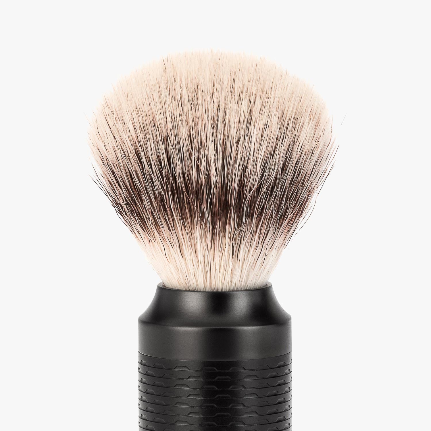 MÜHLE Rasierpinsel Rocca 31M96 Edelstahl Jet Black, Silvertip Fibre Detailansicht