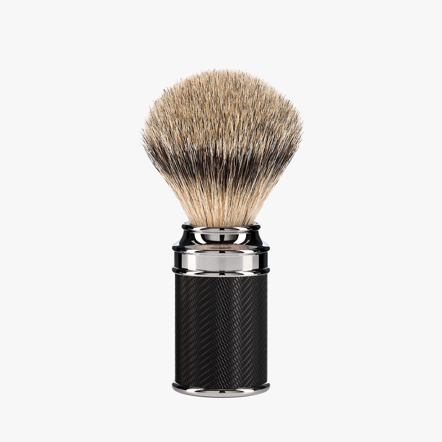 MÜHLE Rasierpinsel Traditional 091M89 Metall schwarz, Silberspitz Dachszupf