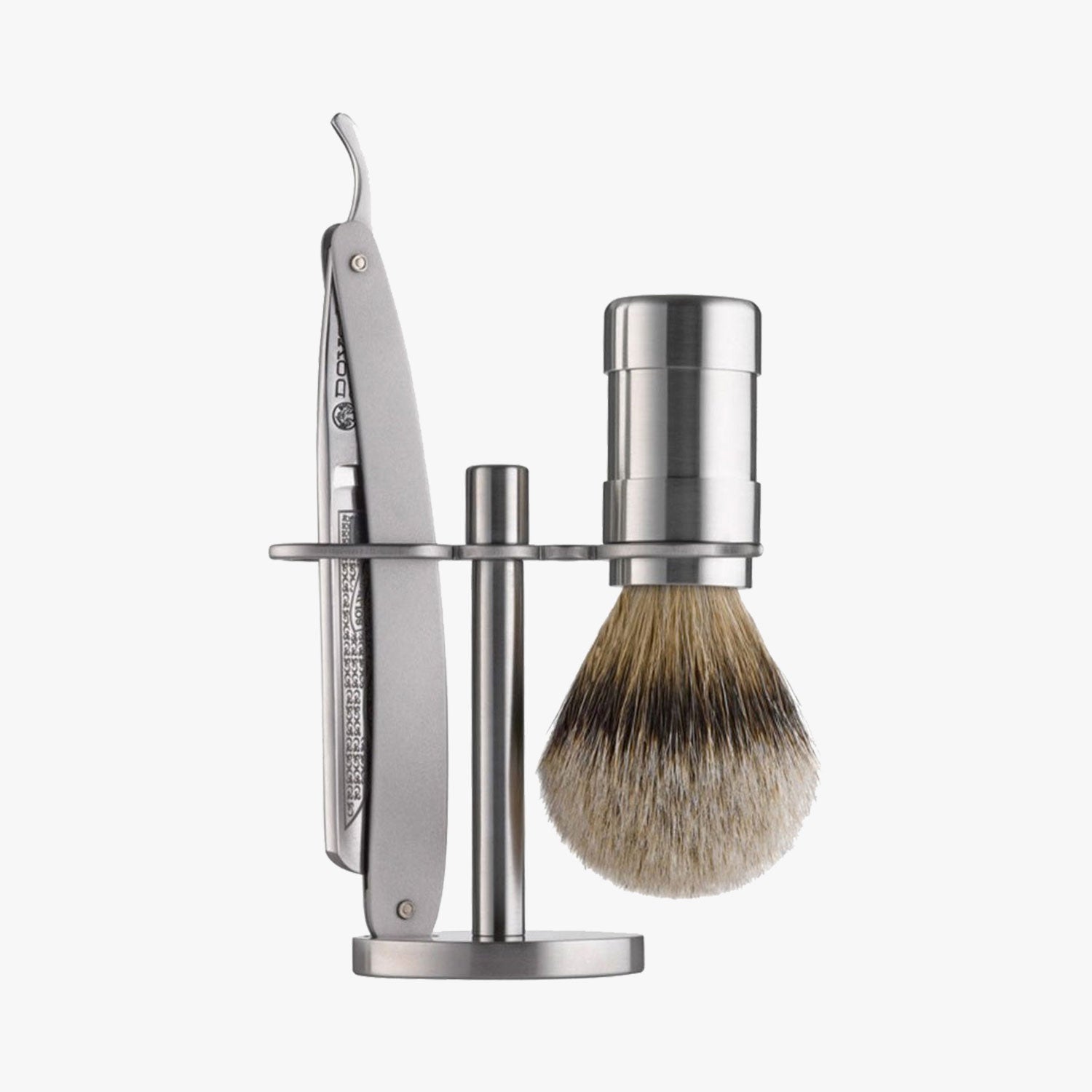 PILS Rasierständer 301RE für Rasierpinsel und Rasiermesser, Edelstahl mattiert