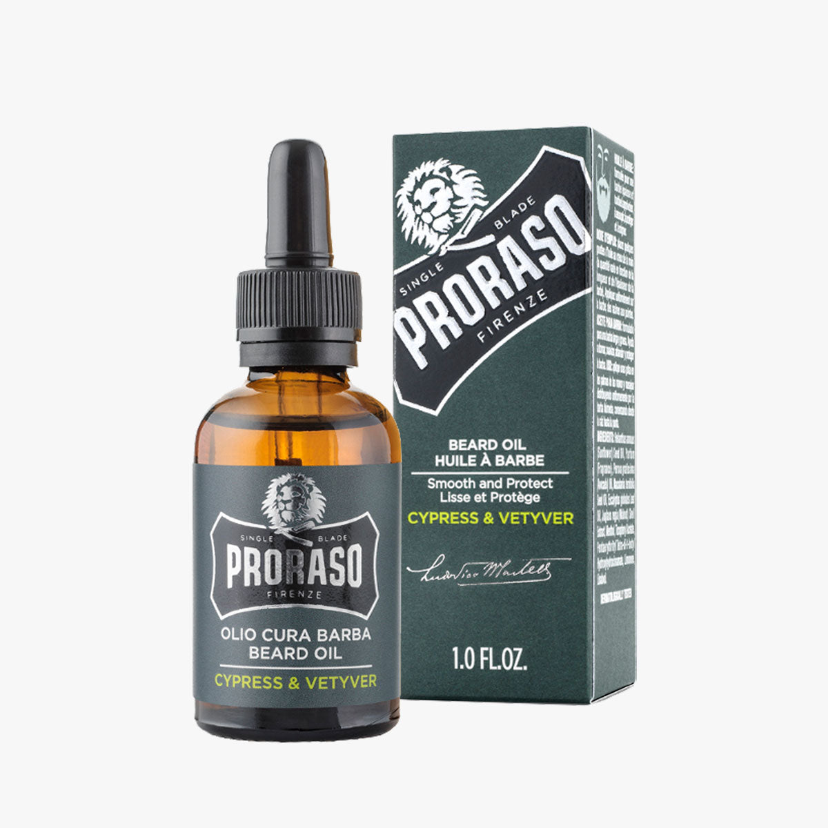 PRORASO Bartöl Cypress & Vetyver Glasflasche mit Pipette 30ml