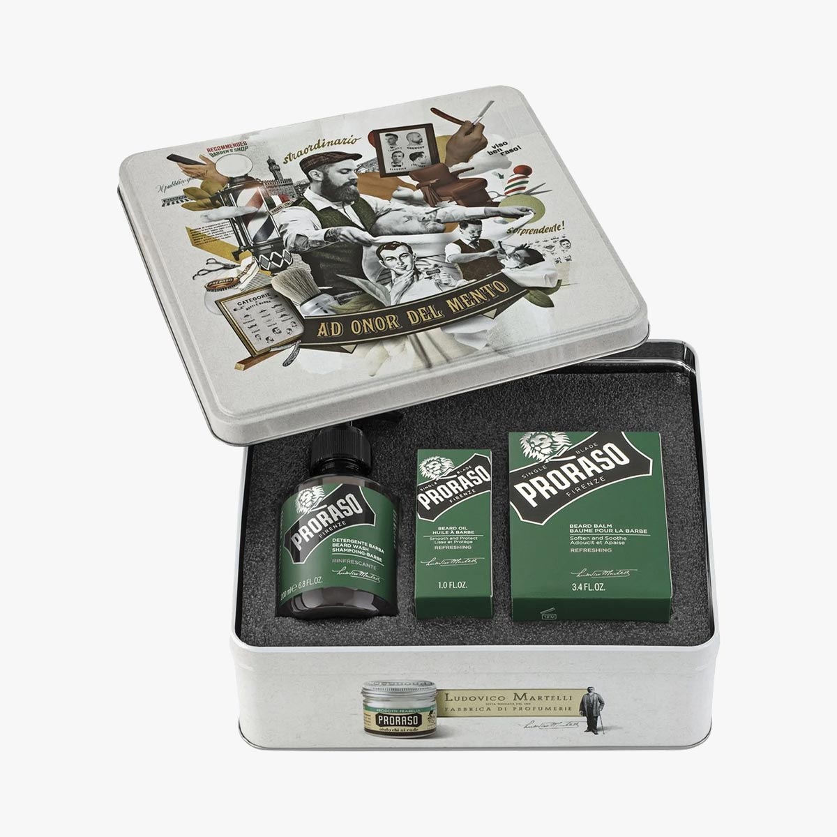 PRORASO Bartpflegeset Refreshing, Metallbox, 3-teilig