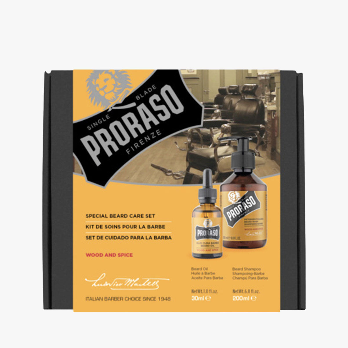 PRORASO Bartpflegeset Wood & Spice Duo, 2-teilig