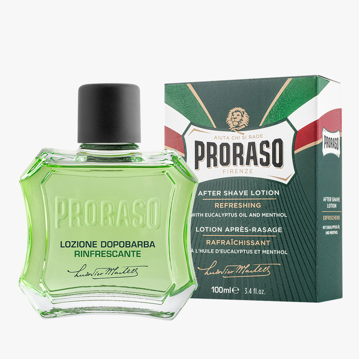 PRORASO Rasierset Green Refresh Classic Duo, 2-teilig, Aftershave Lotion 100ml Schüttflakon