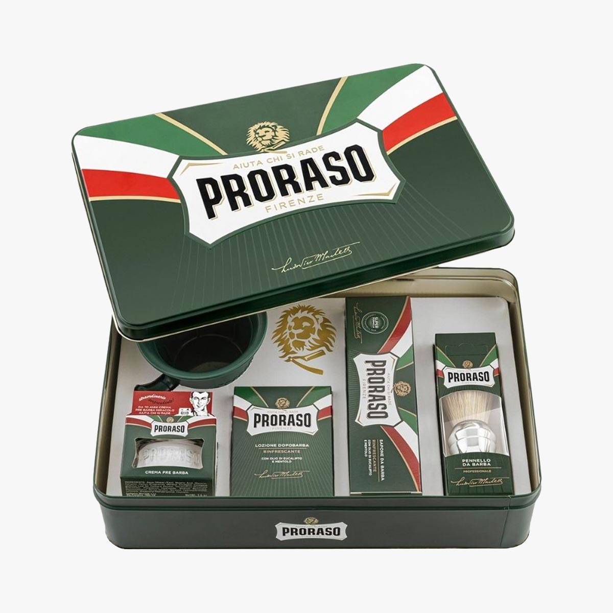 PRORASO Rasierset Green Refresh Classic, Metallbox, 5-teilig