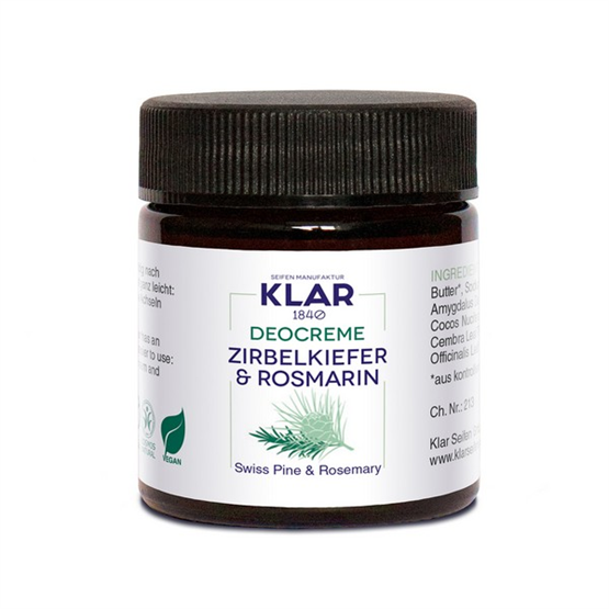 KLAR Deocreme 30ml 'Zirbelkiefer & Rosmarin'