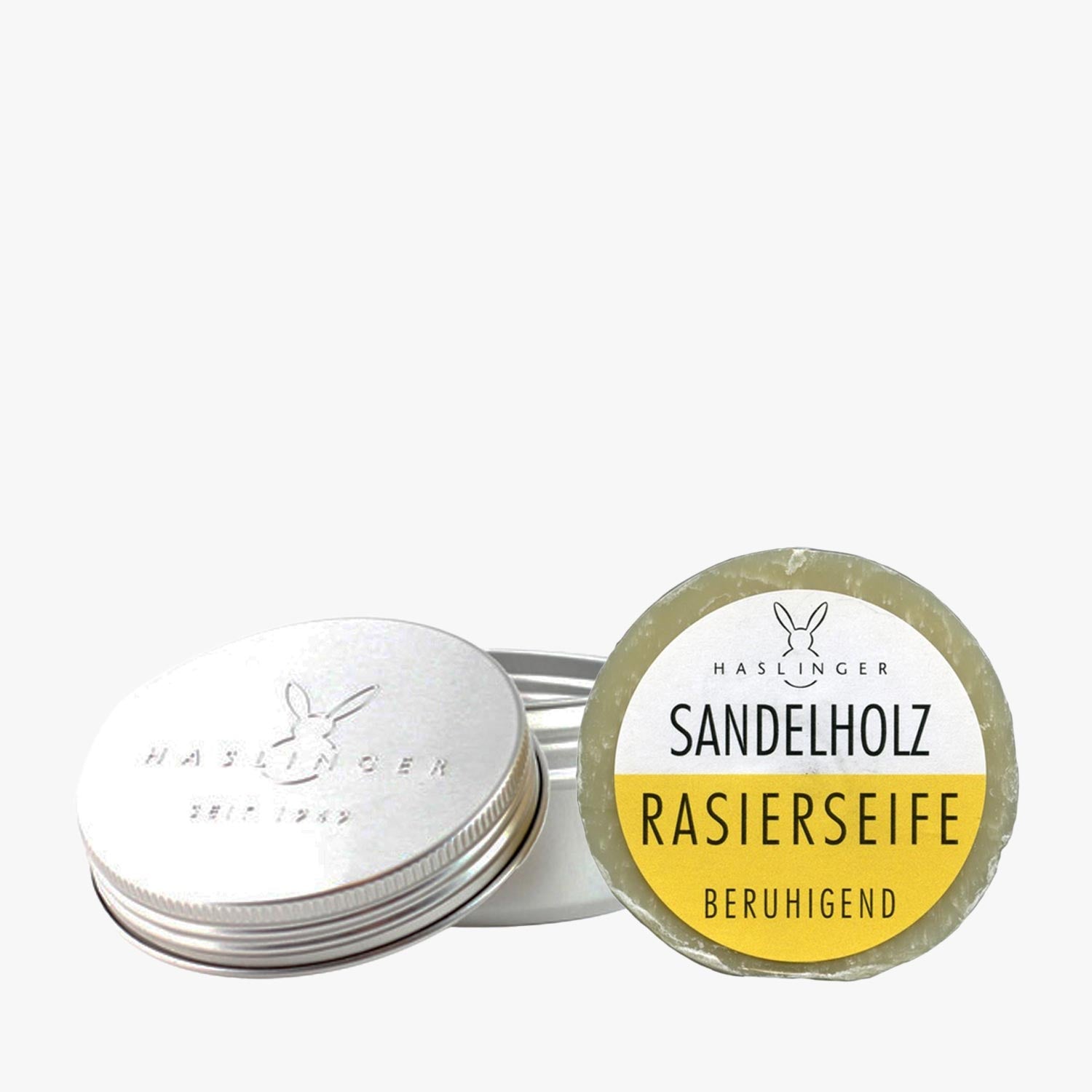 HASLINGER Rasierseife Sandelholz 60g in Aludose, mit Prägung
