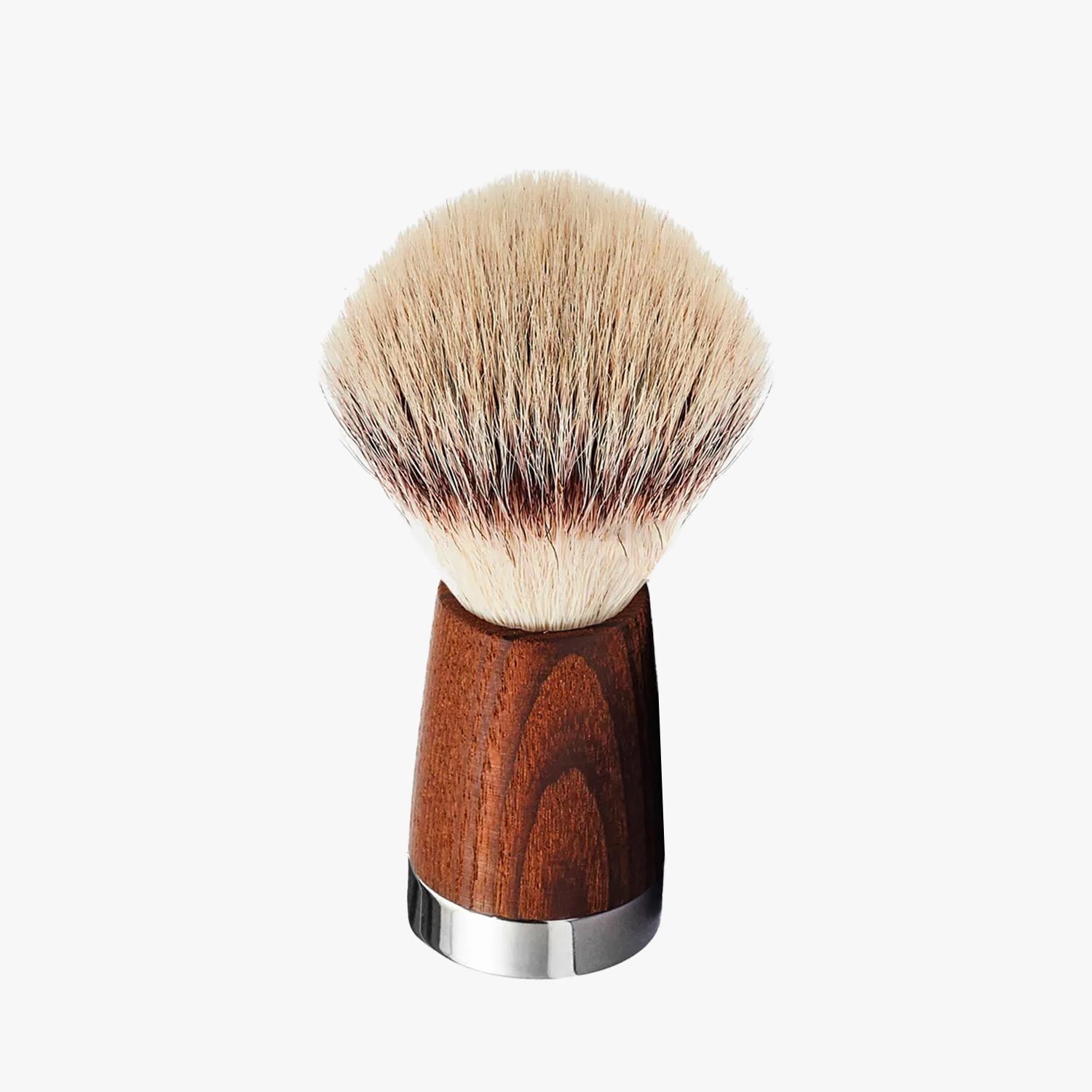 MUSGO REAL Rasierpinsel, Griff Holz & Metall, Silvertip Fibre