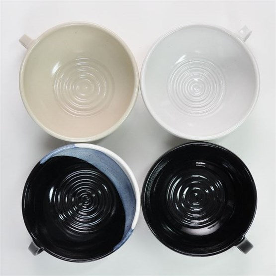Schwarzweisskeramik Rasiermug, Modell CLASSIC, Farbe CREME natur